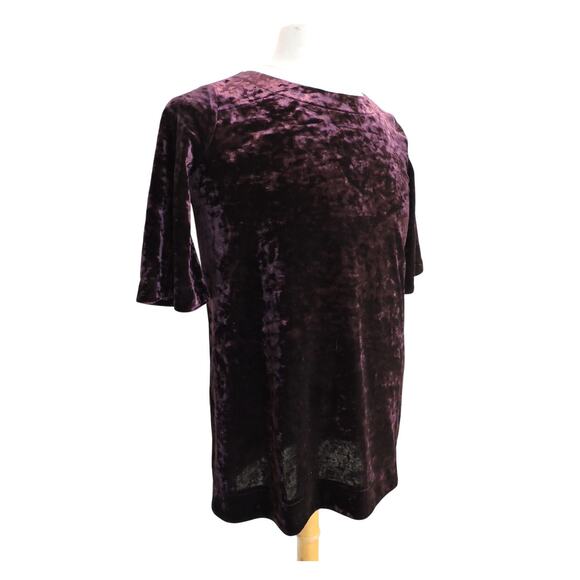 NWT Zozo Purple Velvet Goth Crew Neck Tunic Top Sz M - Picture 1 of 5